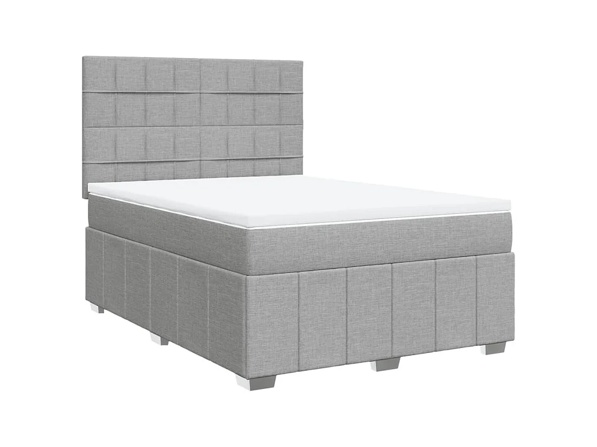 Boxspringbett mit Matratze Hellgrau 140x200 cm Stoff