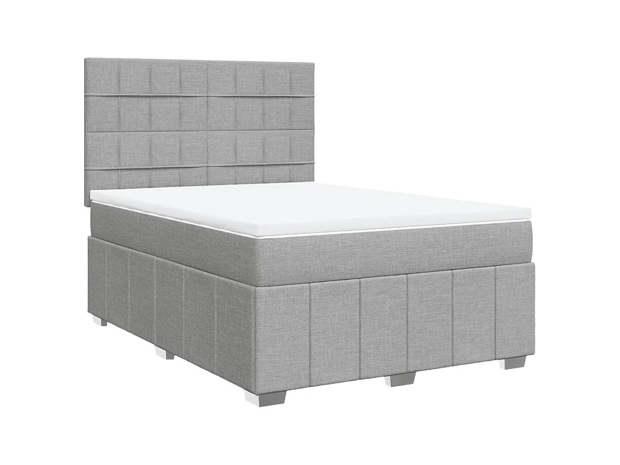 Boxspringbett mit Matratze Hellgrau 140x200 cm Stoff