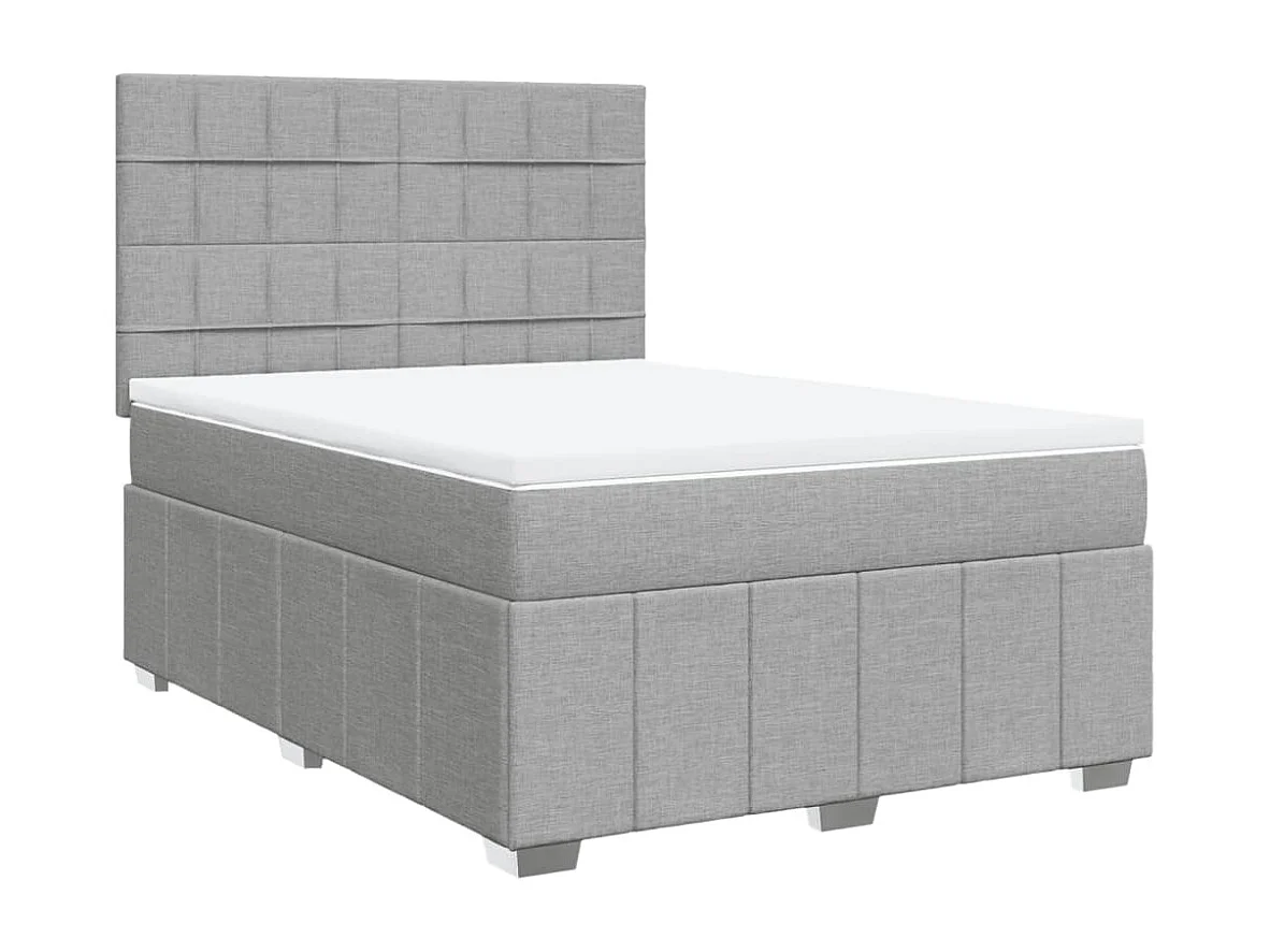 Boxspringbett mit Matratze Hellgrau 140x200 cm Stoff