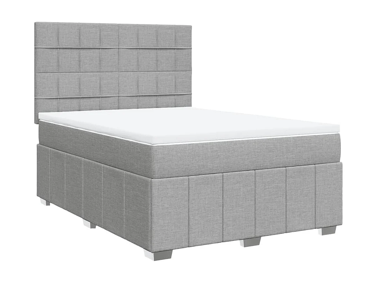 Boxspringbett mit Matratze Hellgrau 140x200 cm Stoff