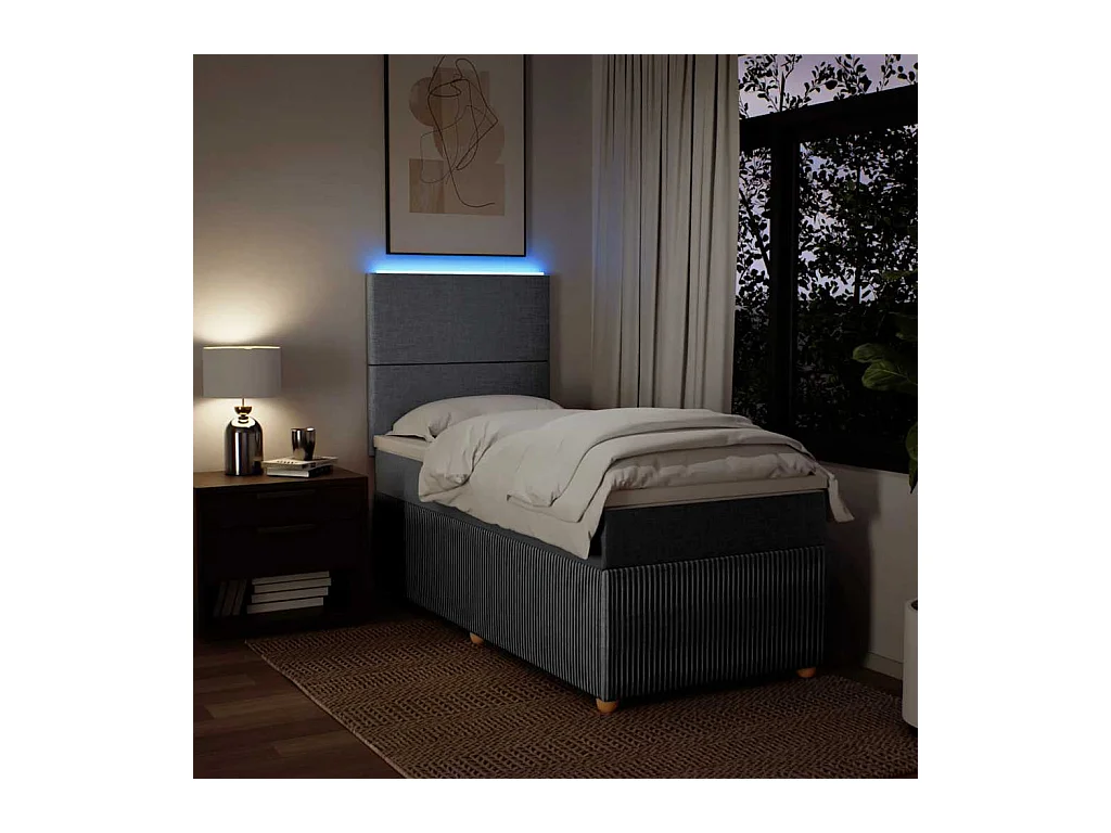 Sommier à lattes de lit avec matelas Gris clair 100x200cm Tissu