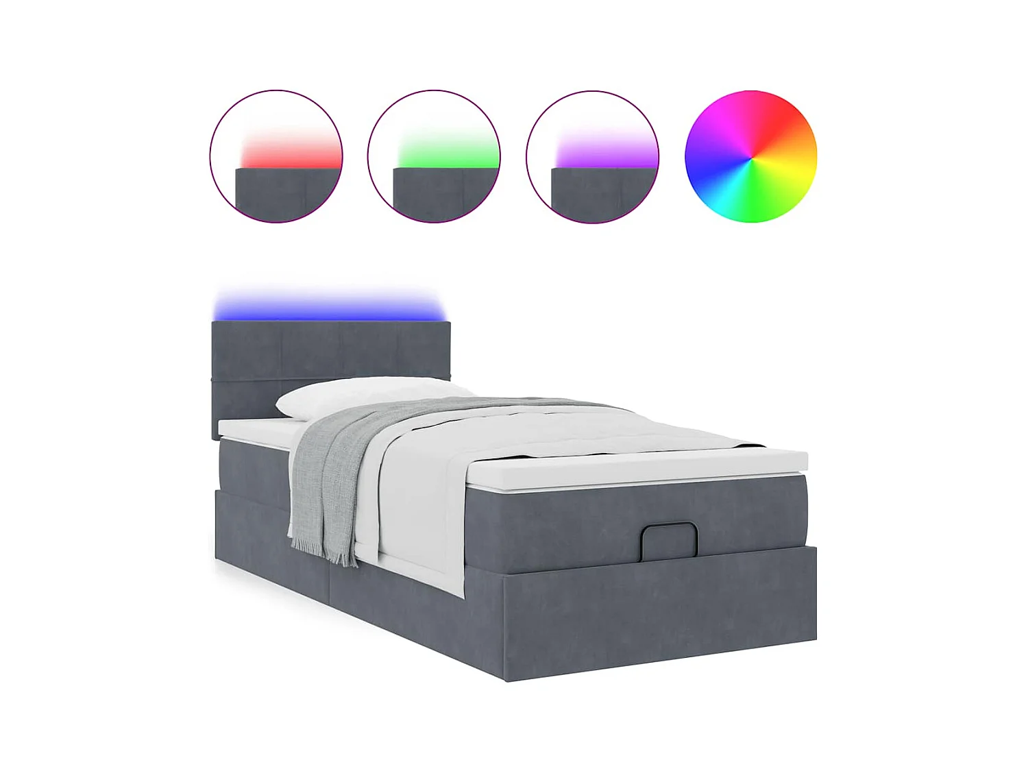 Struttura Letto Pouf con Materasso 100x200 cm Velluto