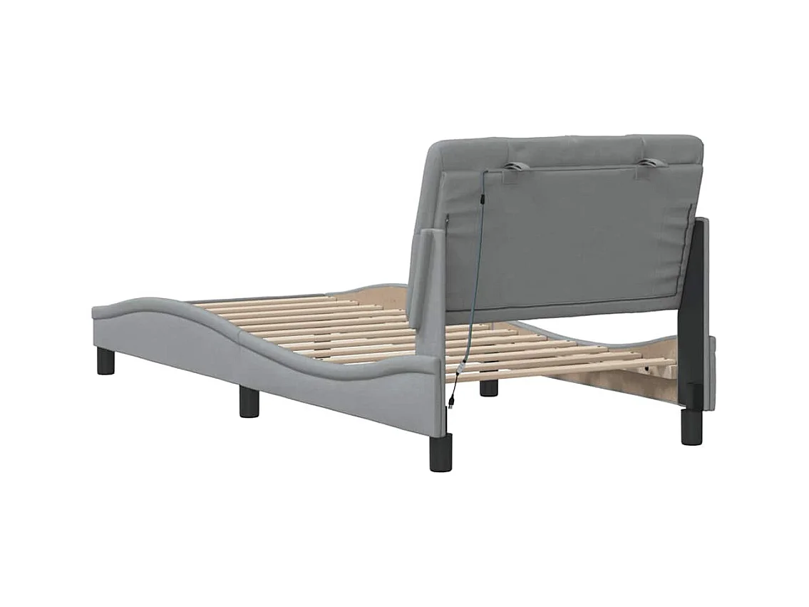 Estrutura de cama com LED sem colchão 90x200 cm tecido