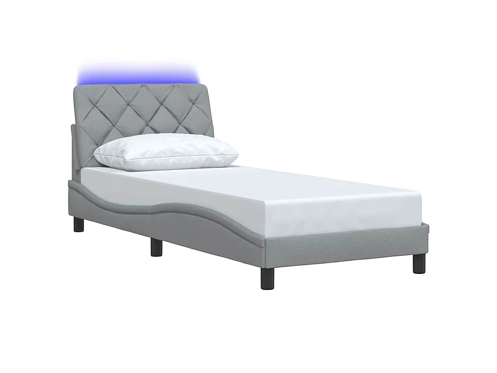 Estrutura de cama com LED sem colchão 90x200 cm tecido