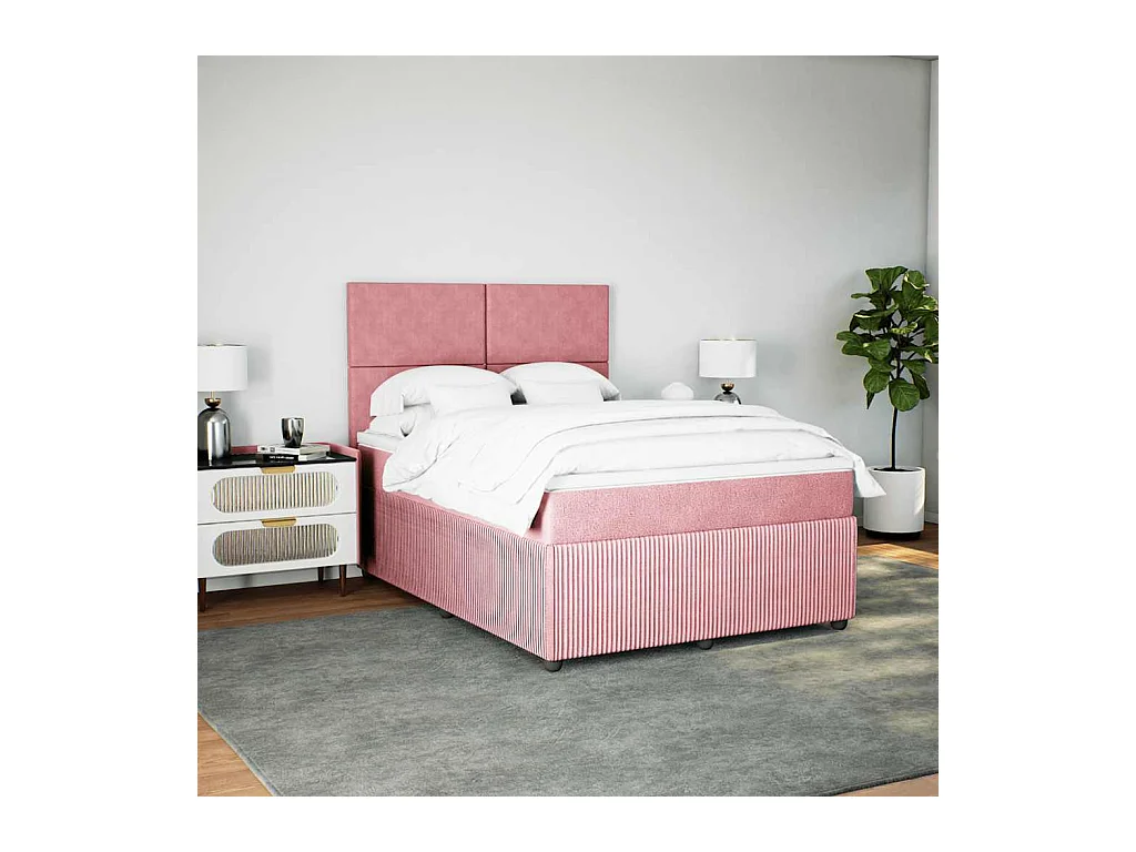 Boxspringbett mit Matratze Rosa 160x200 cm Samt