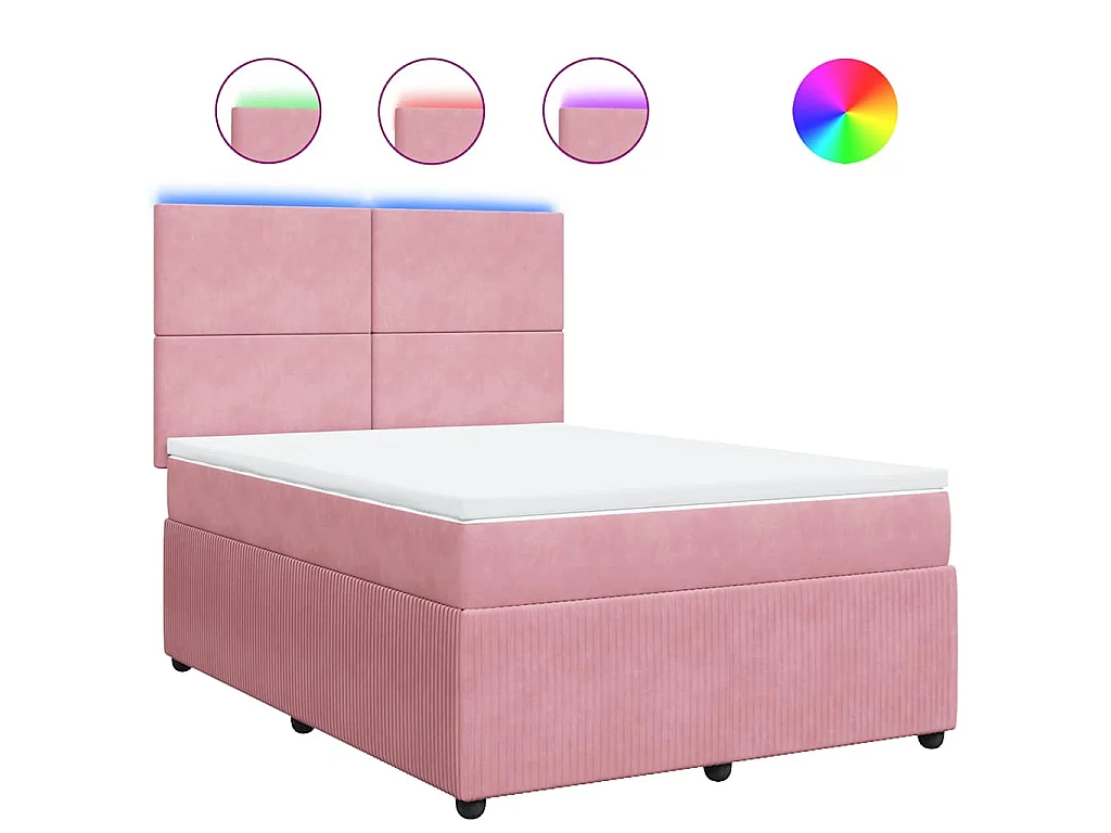 Giroletto a Molle con Materasso Rosa 160x200 cm in Velluto