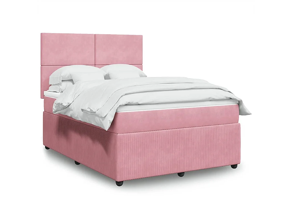 Giroletto a Molle con Materasso Rosa 160x200 cm in Velluto