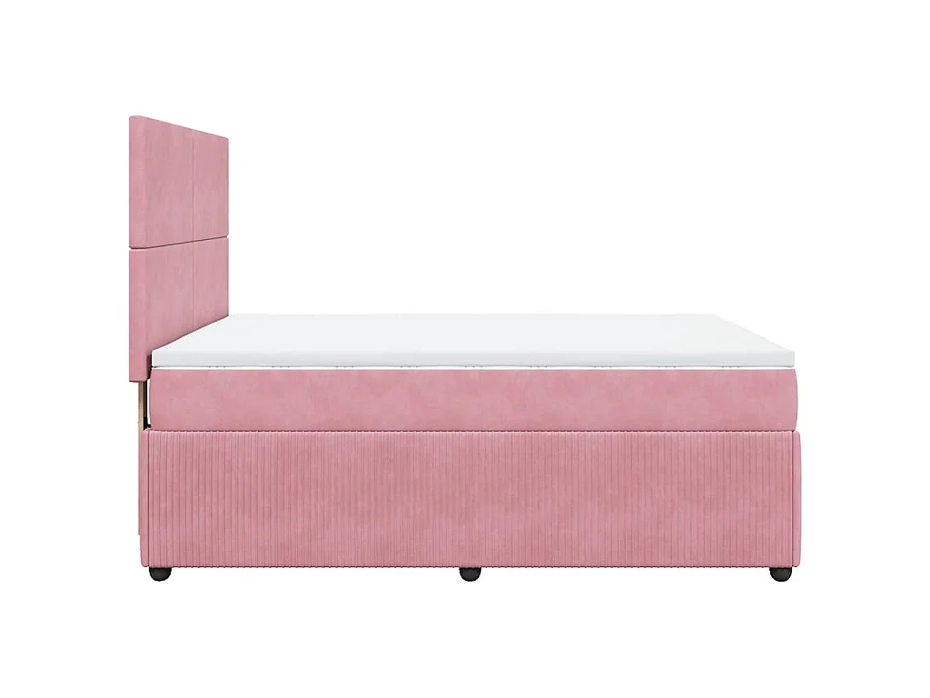 Giroletto a Molle con Materasso Rosa 160x200 cm in Velluto