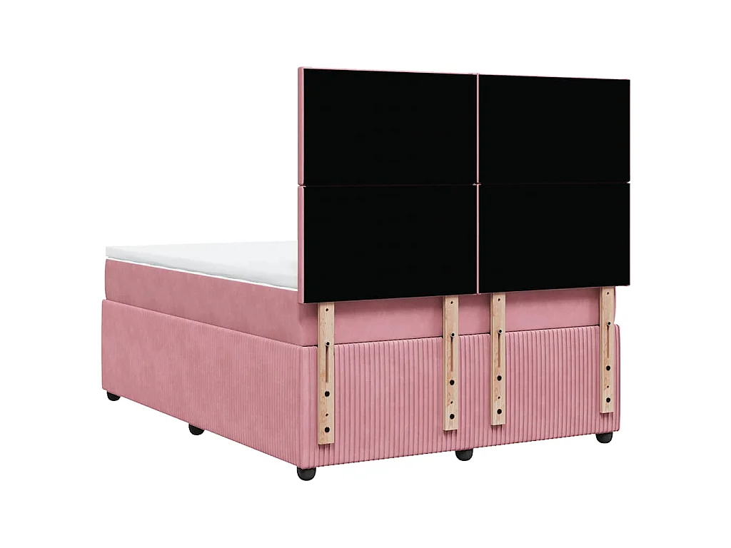 Giroletto a Molle con Materasso Rosa 160x200 cm in Velluto