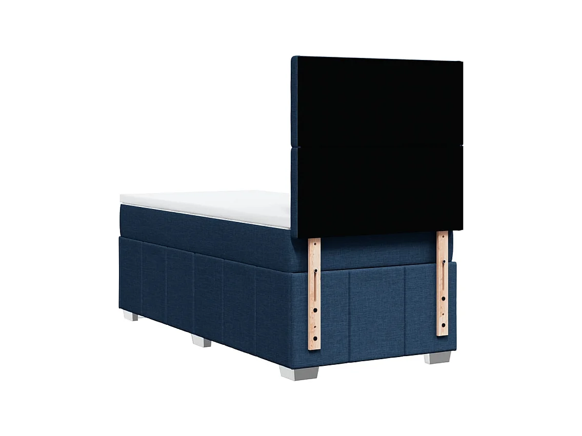 Sommier à lattes de lit avec matelas Bleu 100x200 cm Tissu
