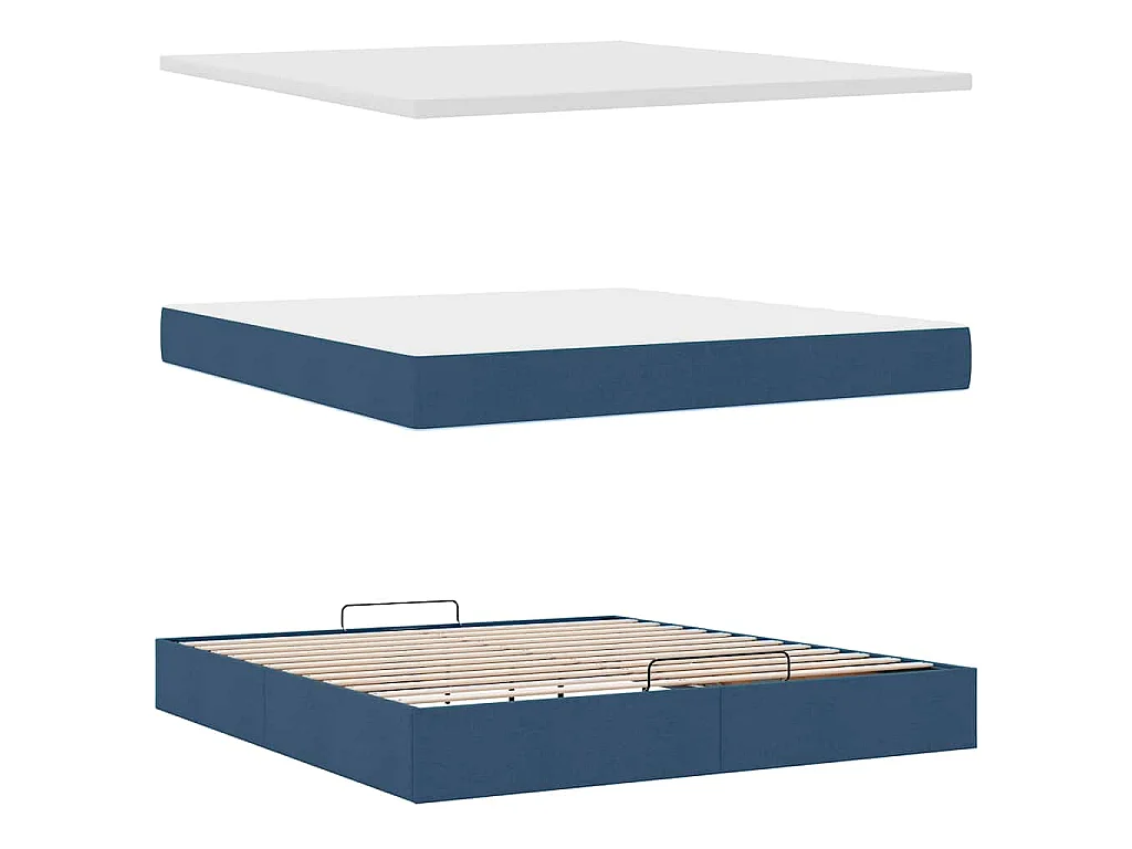 Ottoman-Bett mit Matratze Blau 180x200 cm Stoff