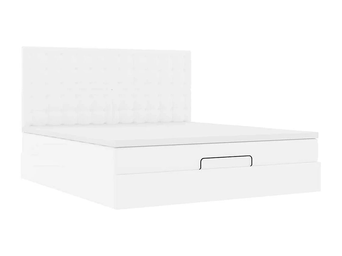 Cadre de lit ottoman avec matelas blanc 180x200 cm similicuir