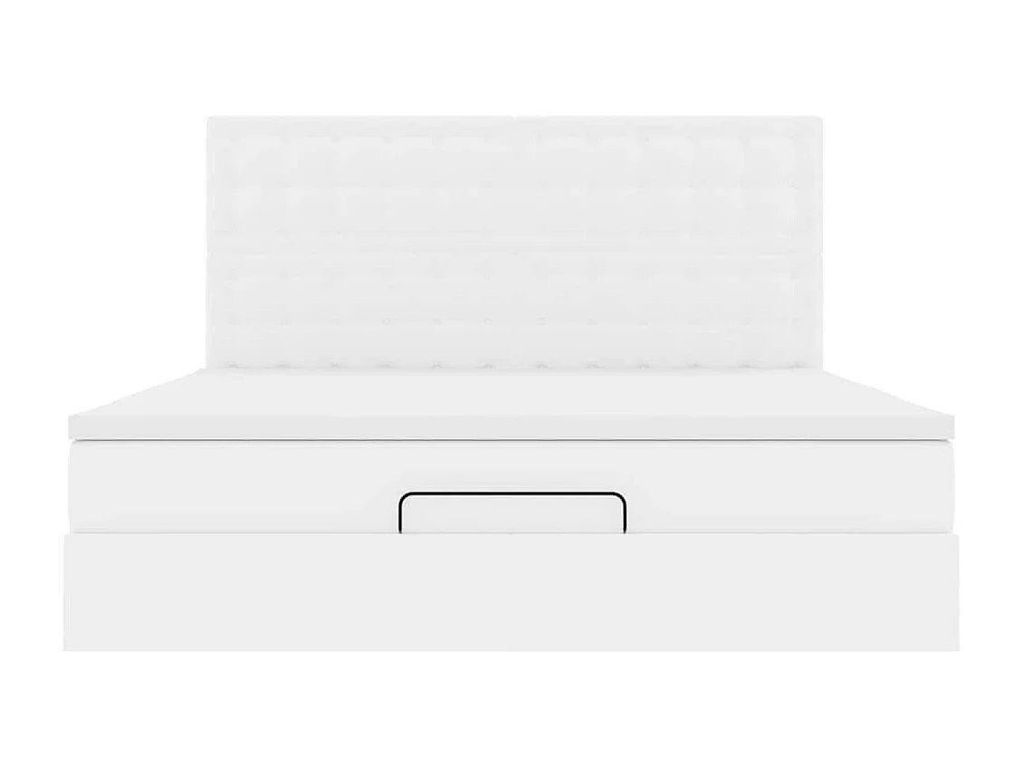 Cadre de lit ottoman avec matelas blanc 180x200 cm similicuir