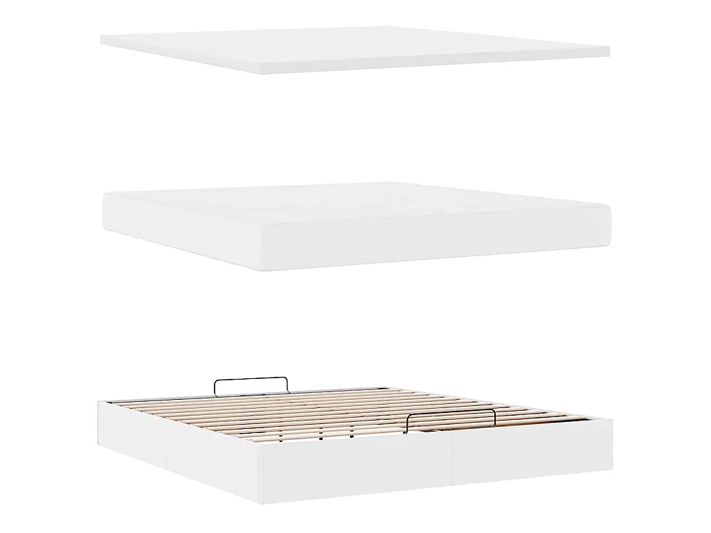 Cadre de lit ottoman avec matelas blanc 180x200 cm similicuir