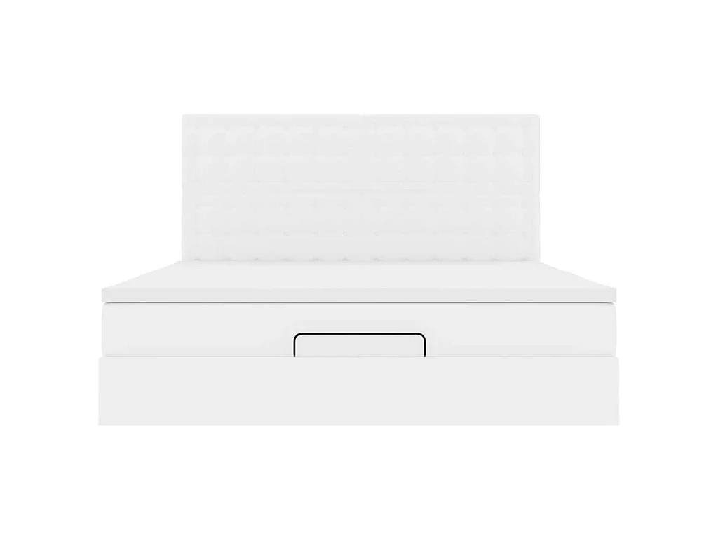 Cadre de lit ottoman avec matelas blanc 180x200 cm similicuir