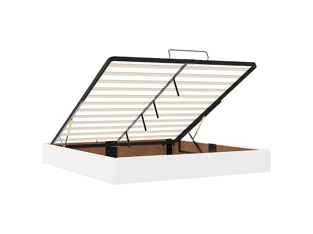 Cadre de lit ottoman avec matelas blanc 180x200 cm similicuir