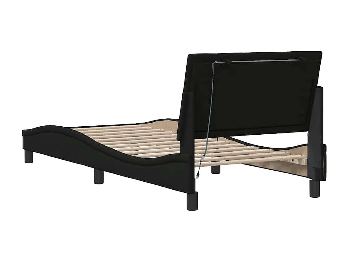 Bettgestell ohne Matratze "Hanko" Schwarz 90x190 cm Stoff