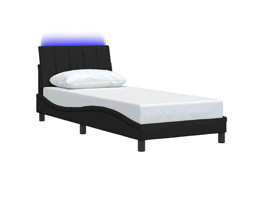 Cadre de lit sans matelas Hanko noir 90x190 cm tissu