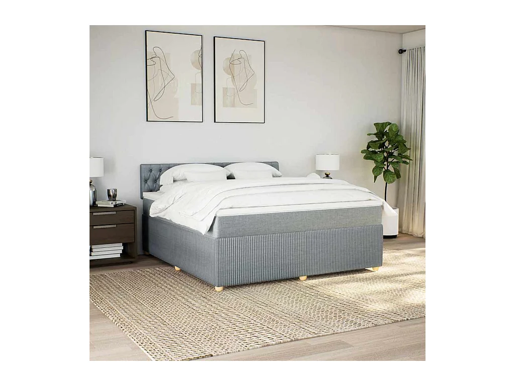 Boxspring met matras stof lichtgrijs 180x200 cm