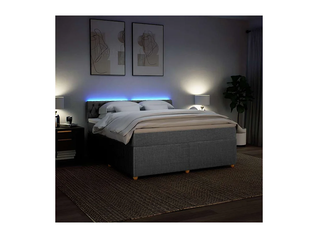 Boxspring met matras stof lichtgrijs 180x200 cm