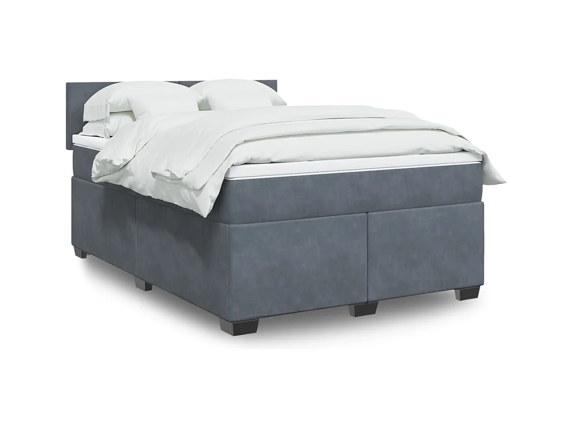 Sommier à lattes de lit et matelas Gris foncé 160x200cm Velours