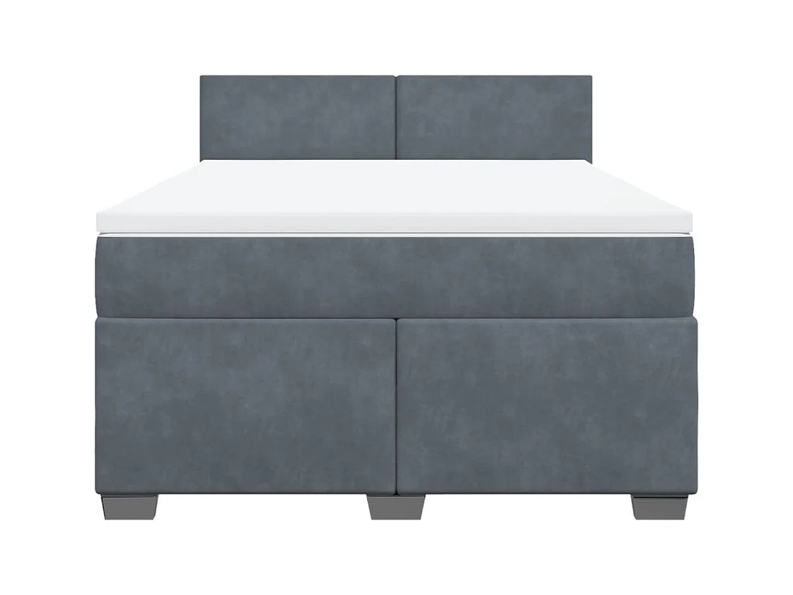 Sommier à lattes de lit et matelas Gris foncé 160x200cm Velours