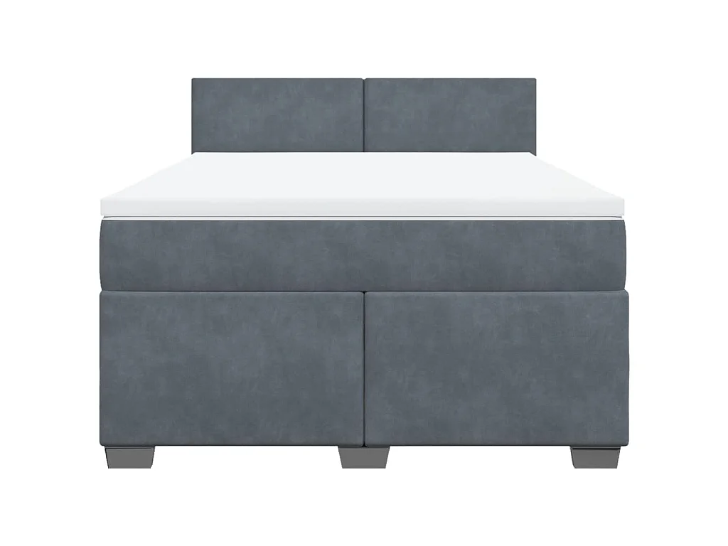 Cama box spring con colchón terciopelo gris oscuro 160x200 cm