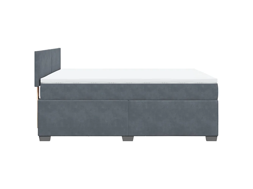 Cama box spring con colchón terciopelo gris oscuro 160x200 cm
