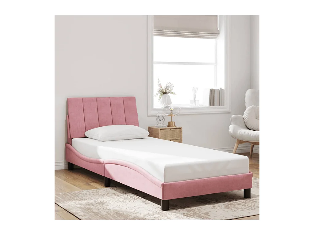 Giroletto con Testiera Rosa 90x190 cm in Velluto
