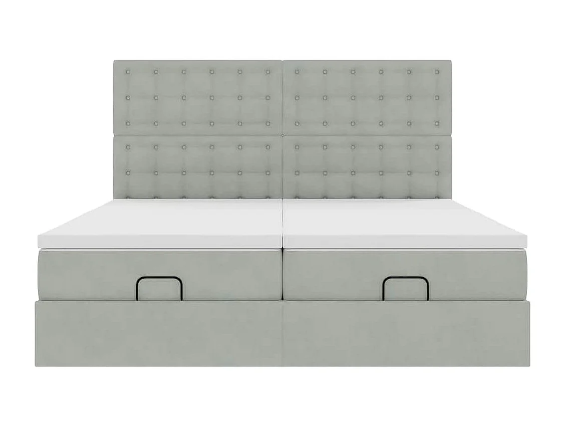 Ottoman bed met matrassen en LED's 180x200cm fluweel lichtgrijs