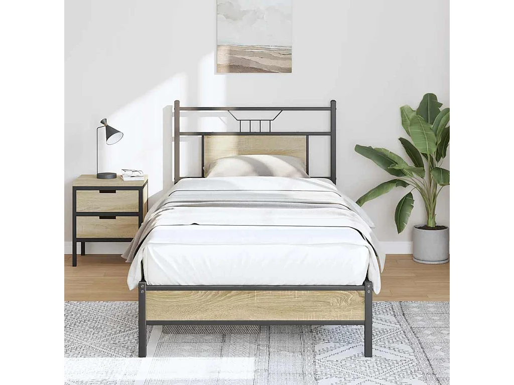 Bettgestell ohne Matratze Sonoma-Eiche 90x200 cm Holzwerkstoff