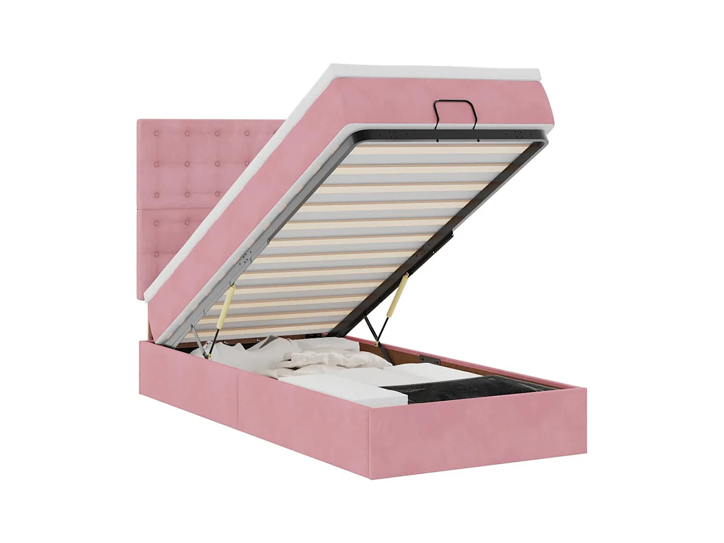 Ottoman-Bett mit Matratzen & LEDs Rosa 100x200 cm Samt