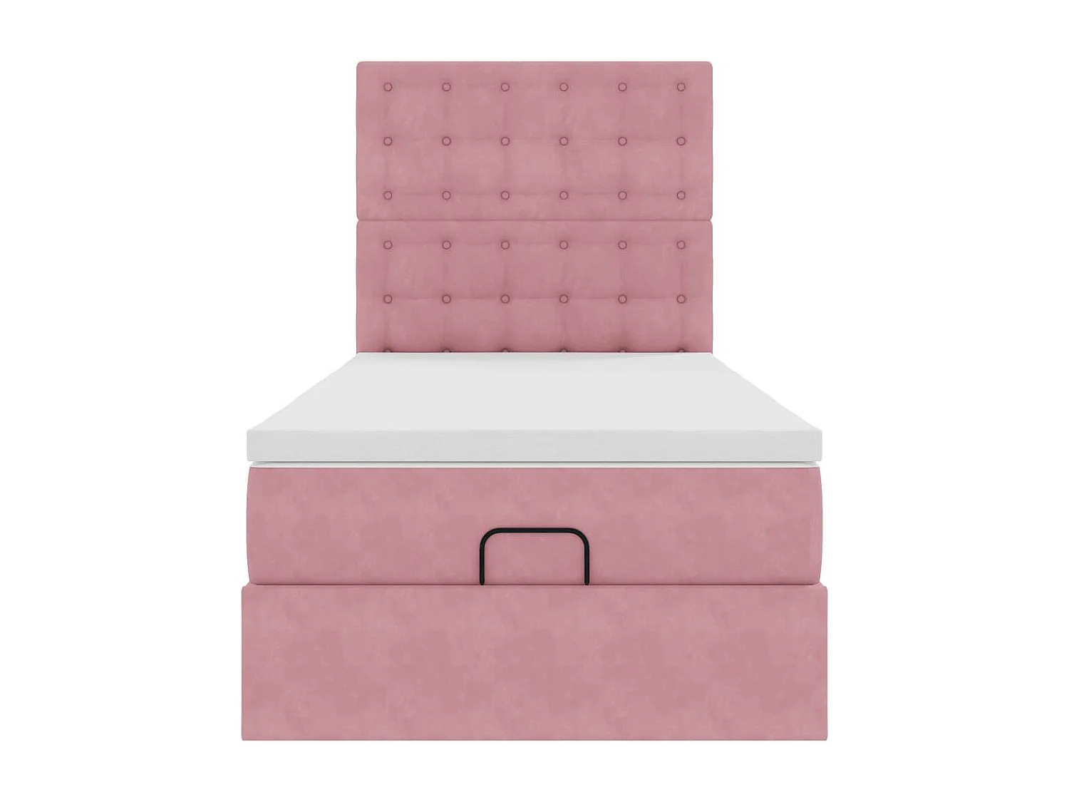 Struttura Letto Pouf con Materassi Rosa 100x200 cm Velluto