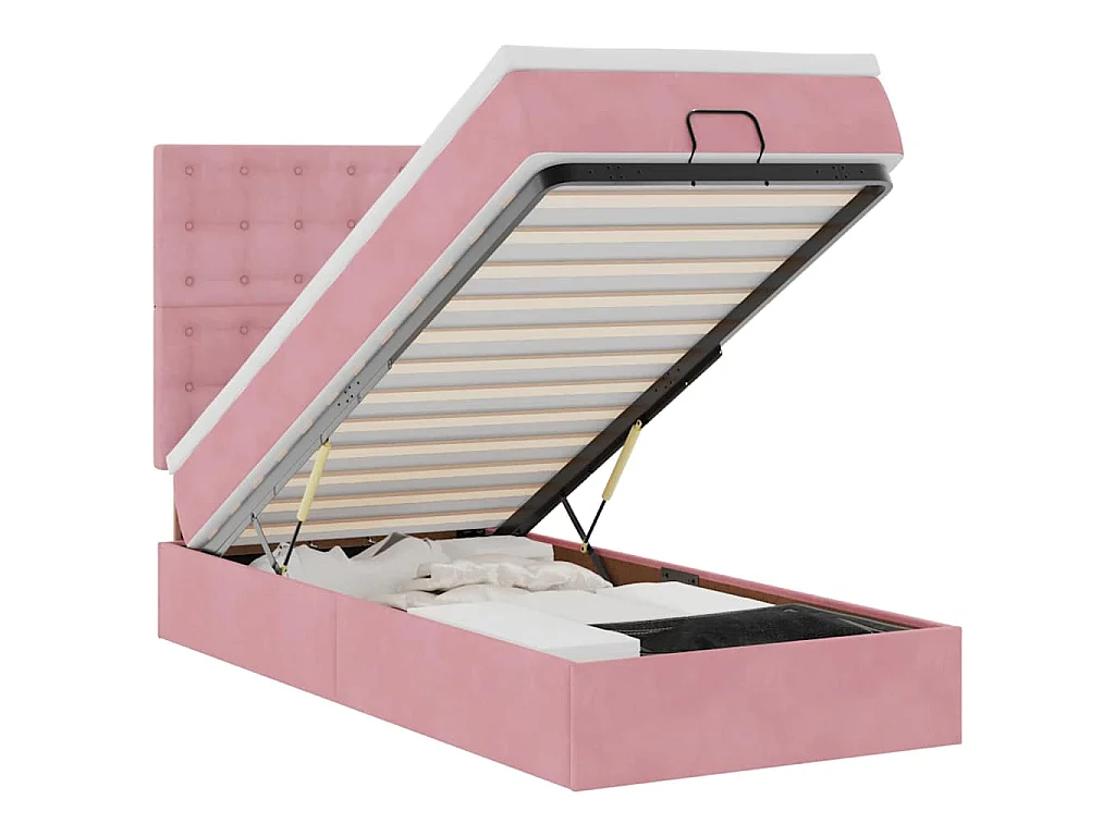 Ottoman bed met matrassen en LED's 100x200cm fluweel roze