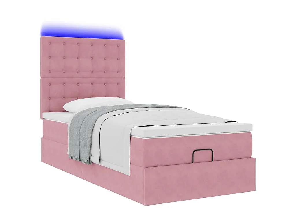 Ottoman bed met matrassen en LED's 100x200cm fluweel roze