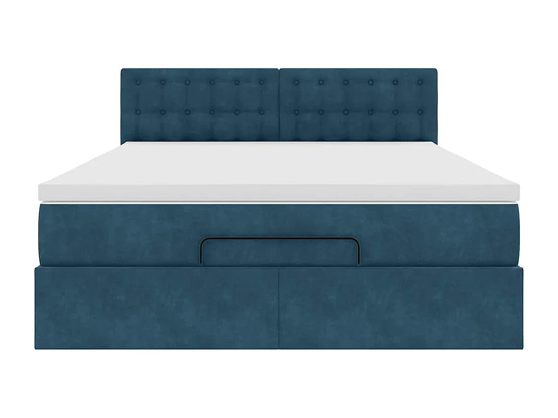 Ottoman-Bett mit Matratze & LEDs Dunkelblau 140x190 cm Samt