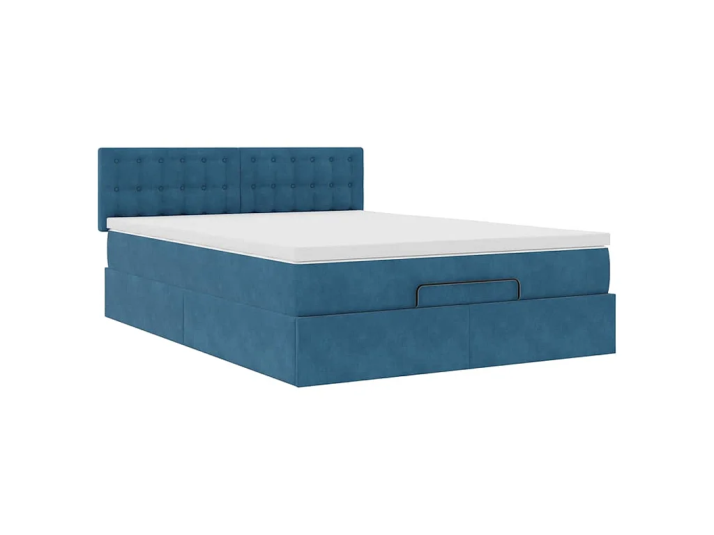 Ottoman bed met matras en LED's 140x190cm fluweel donkerblauw