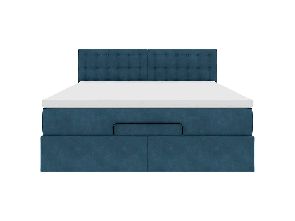 Ottoman bed met matras en LED's 140x190cm fluweel donkerblauw