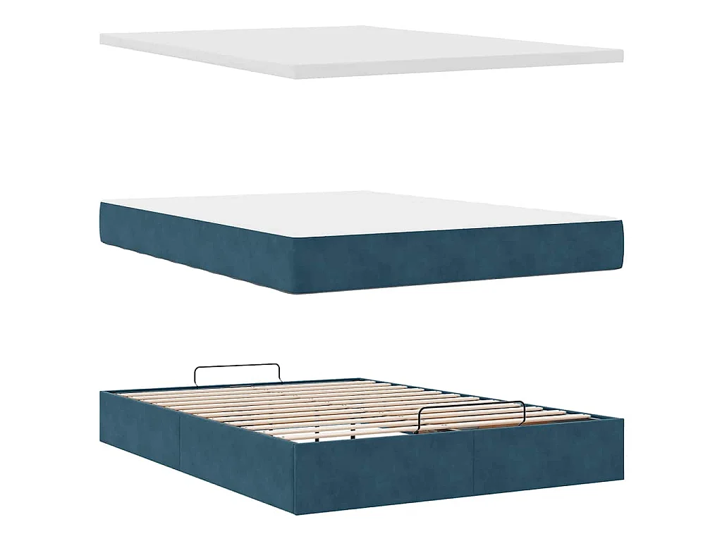 Ottoman bed met matras en LED's 140x190cm fluweel donkerblauw