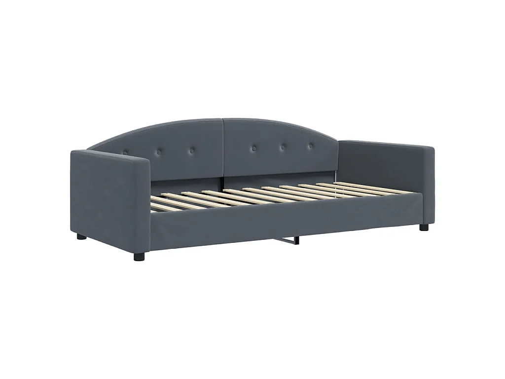 Sofá-cama c/ gavetão e colchões 90x200cm veludo cinzento-escuro