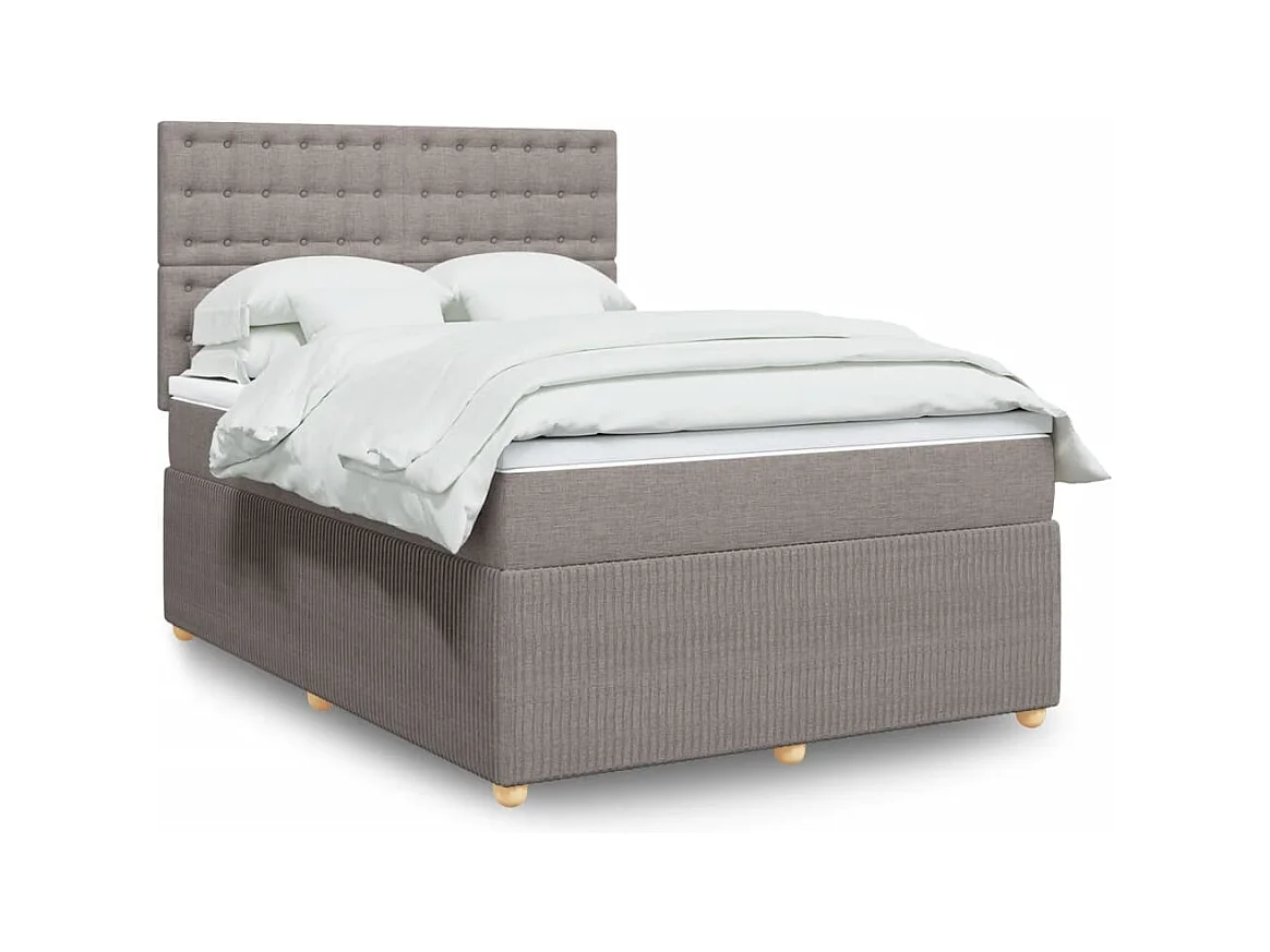 Sommier à lattes de lit avec matelas Taupe 140x190 cm Tissu