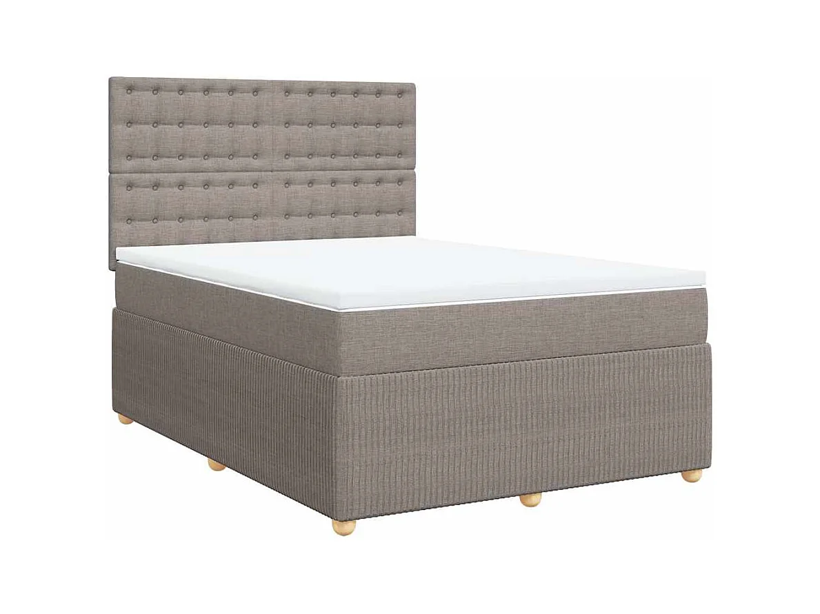 Sommier à lattes de lit avec matelas Taupe 140x190 cm Tissu