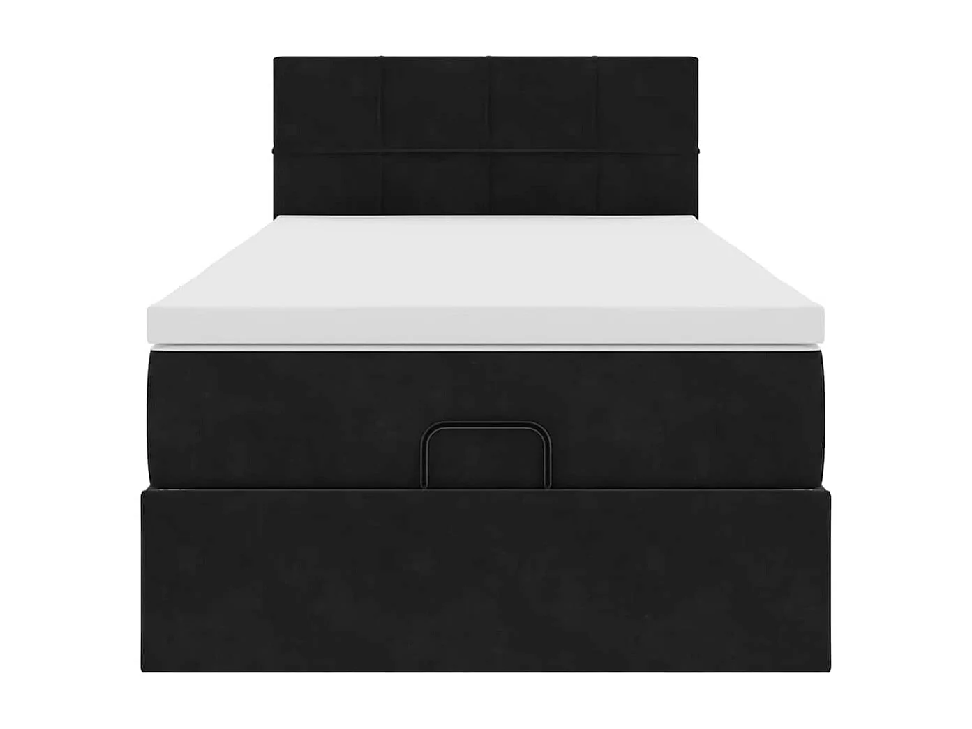 Cadre de lit ottoman avec matelas noir 90x200 cm velours