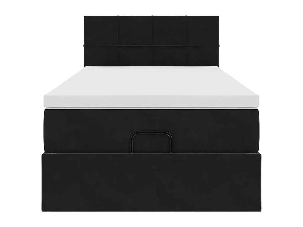 Estructura cama otomana colchón terciopelo negro 90x200 cm