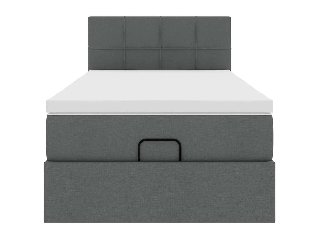 Cadre de lit ottoman avec matelas gris foncé 90x190 cm tissu
