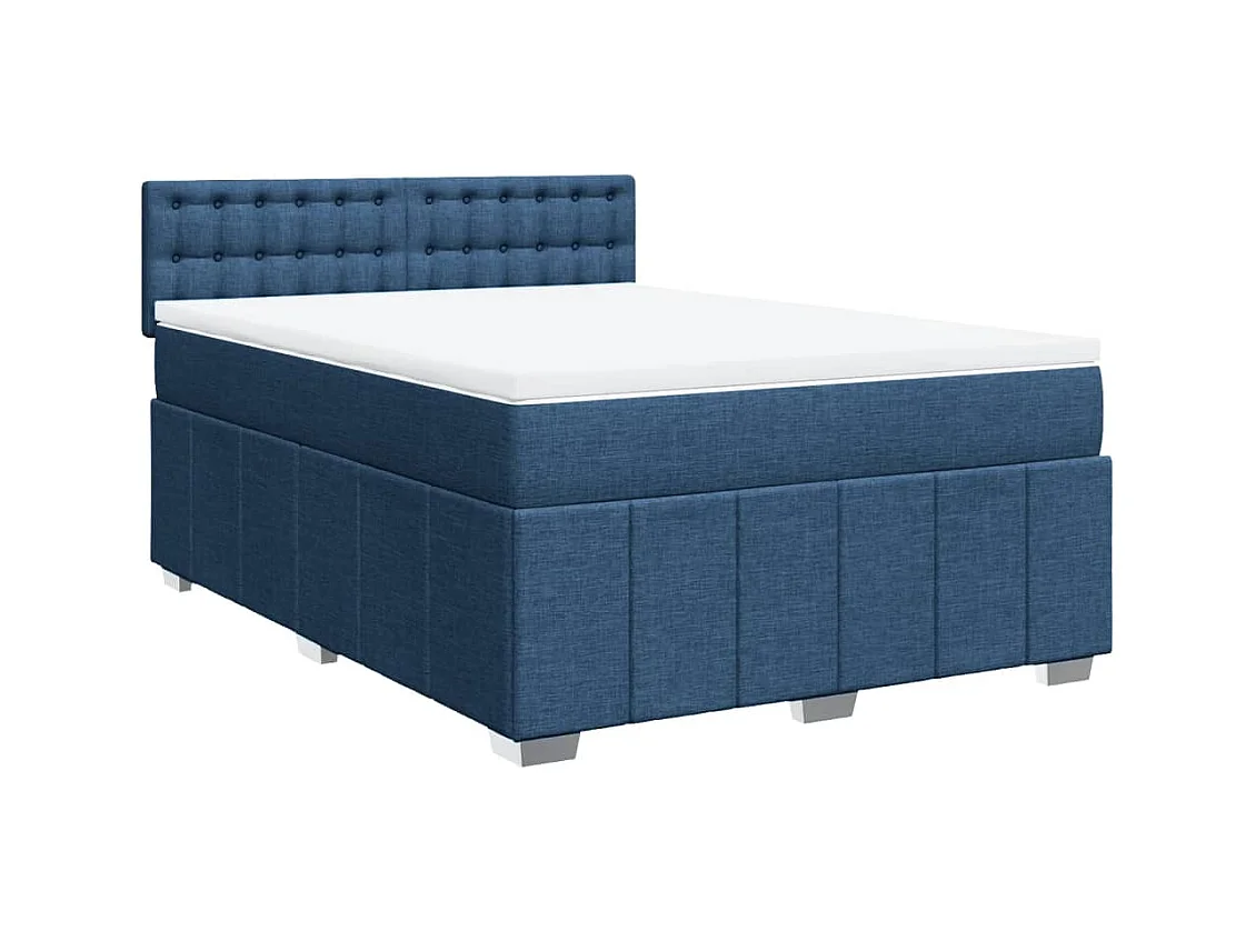 Boxspringbett mit Matratze Blau 160x200 cm Stoff