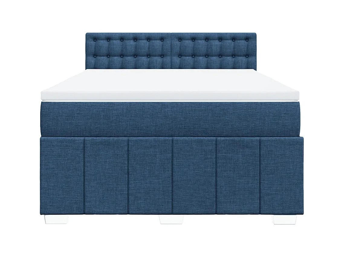 Boxspringbett mit Matratze Blau 160x200 cm Stoff
