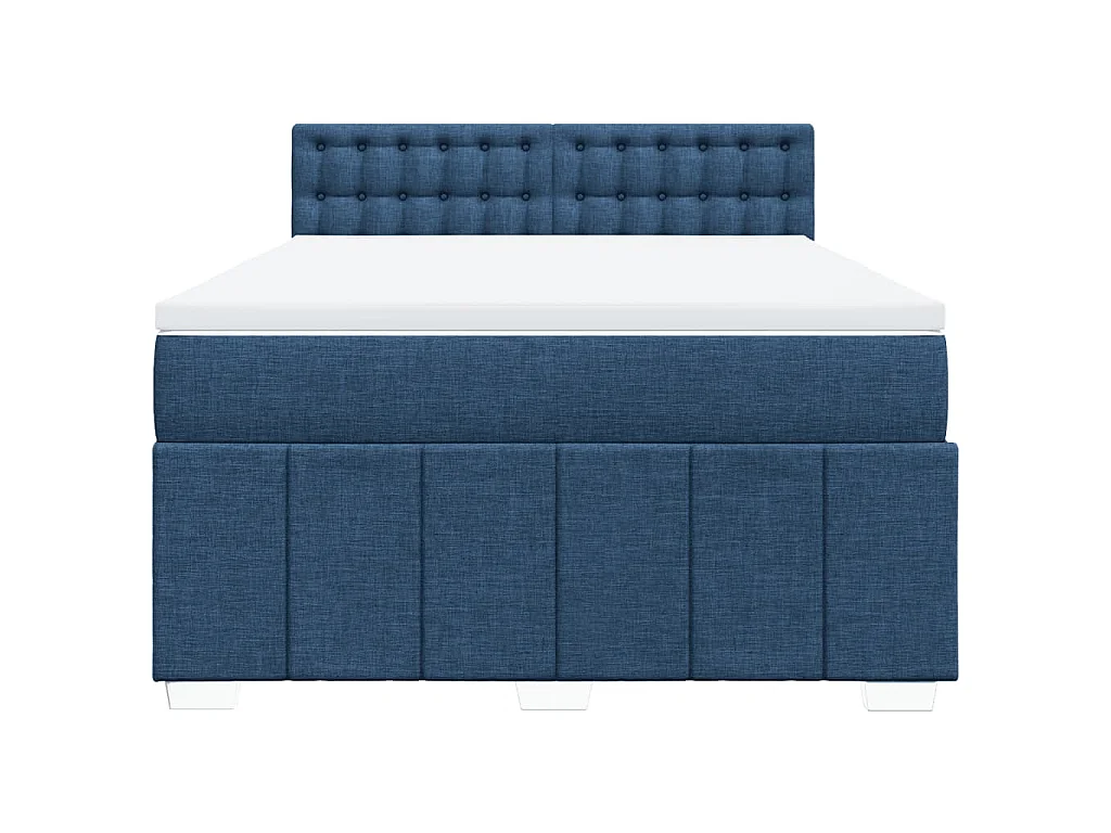 Cama com molas/colchão 160x200 cm tecido azul