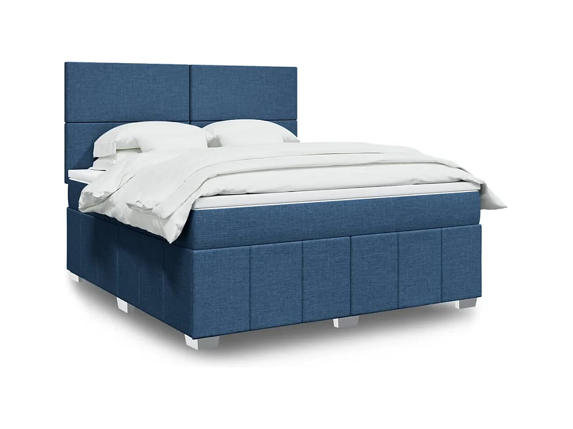 Boxspringbett mit Matratze Blau 180x200 cm Stoff