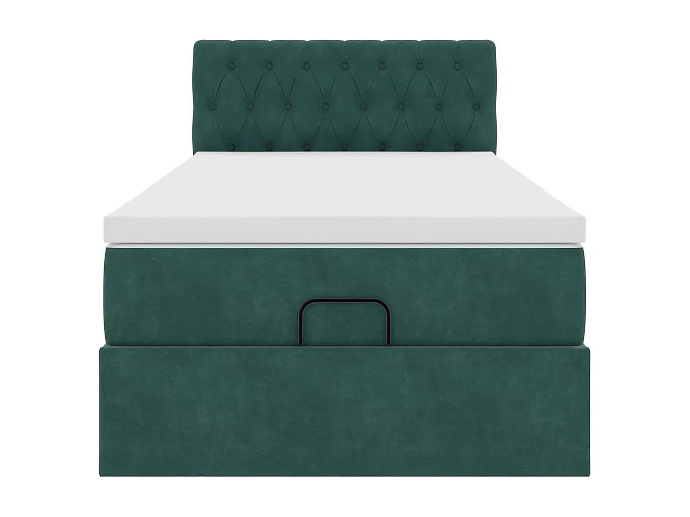 Cadre de lit ottoman avec matelas vert foncé 90x200 cm velours